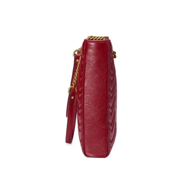Gucci GG Marmont Matelassé Leather Shoulder Bag in Red