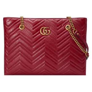 Gucci GG Marmont Matelassé Leather Shoulder Bag in Red