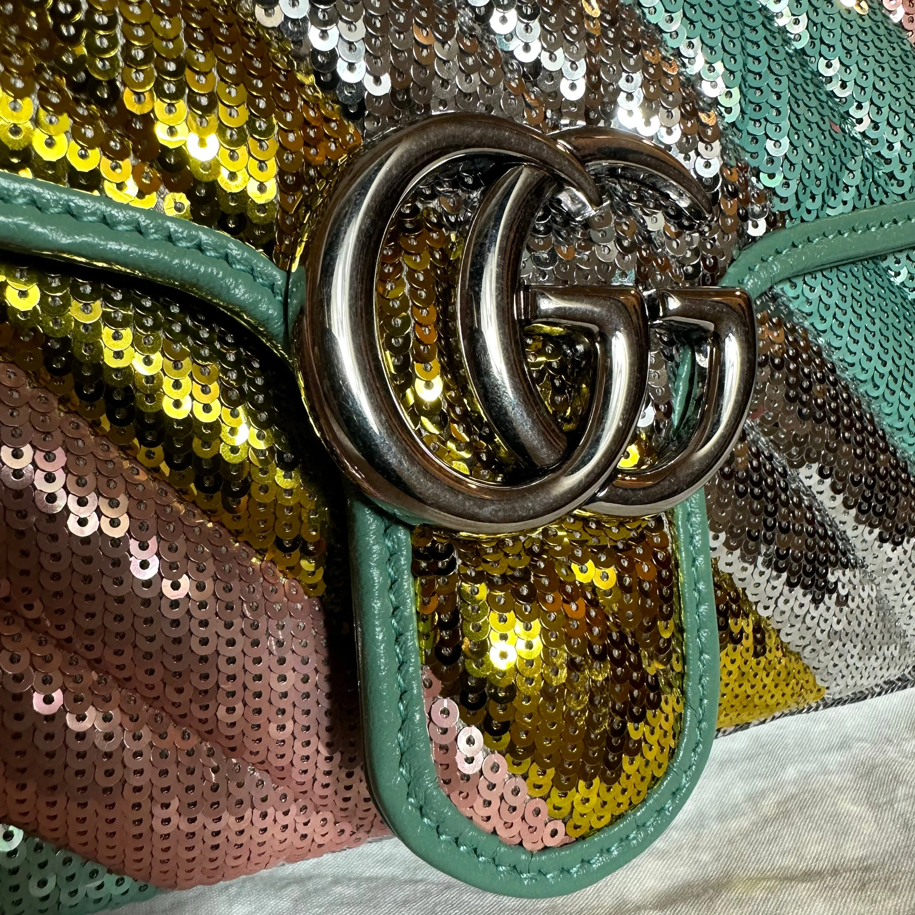 Gucci GG Marmont Sequin-embellished Shoulder Bag