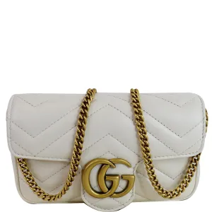 GUCCI GG Marmont Super Mini Matelasse Leather Shoulder Bag White 476433