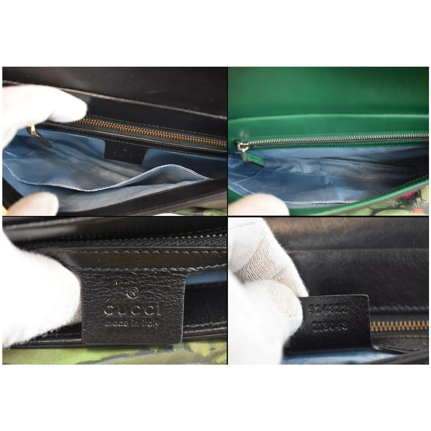GUCCI Thiara Medium Double Smooth Leather Shoulder Bag Green/Black 524822