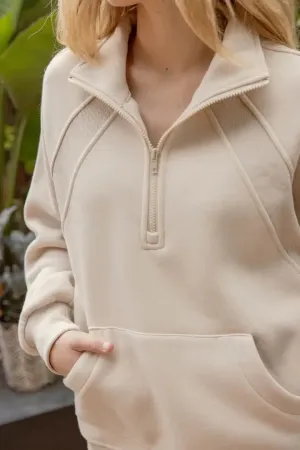 HALF ZIP LONG SLEEVE KNIT TOP