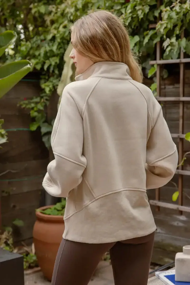 HALF ZIP LONG SLEEVE KNIT TOP