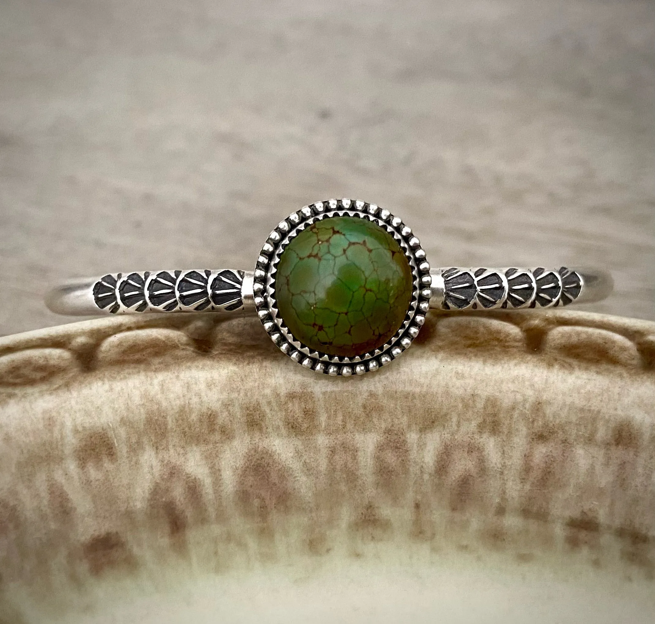 Hand Stamped Bao Canyon Turquoise Cuff