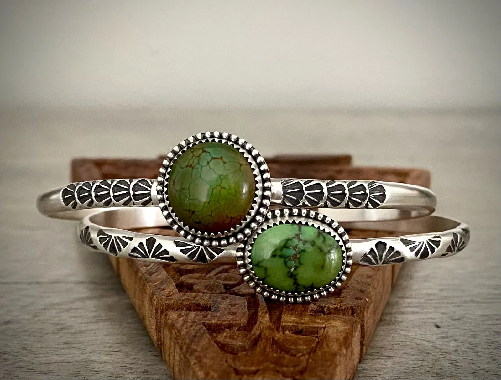 Hand Stamped Bao Canyon Turquoise Cuff