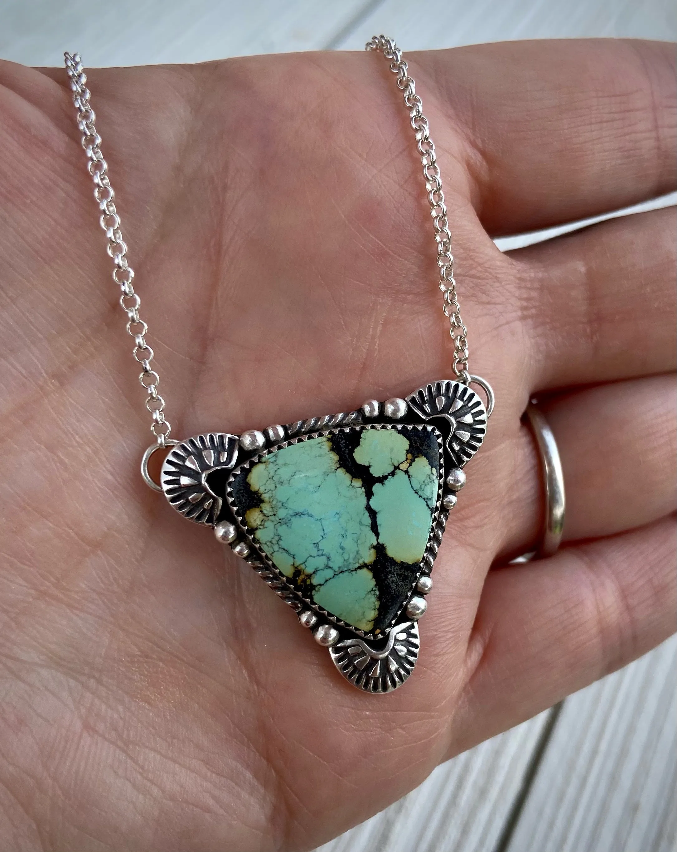Hand Stamped Bao Canyon Turquoise Necklace