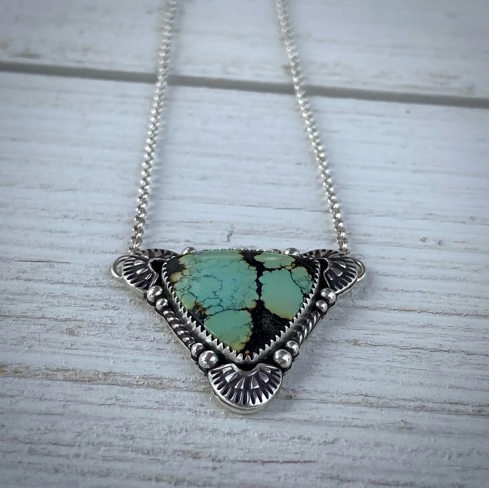 Hand Stamped Bao Canyon Turquoise Necklace