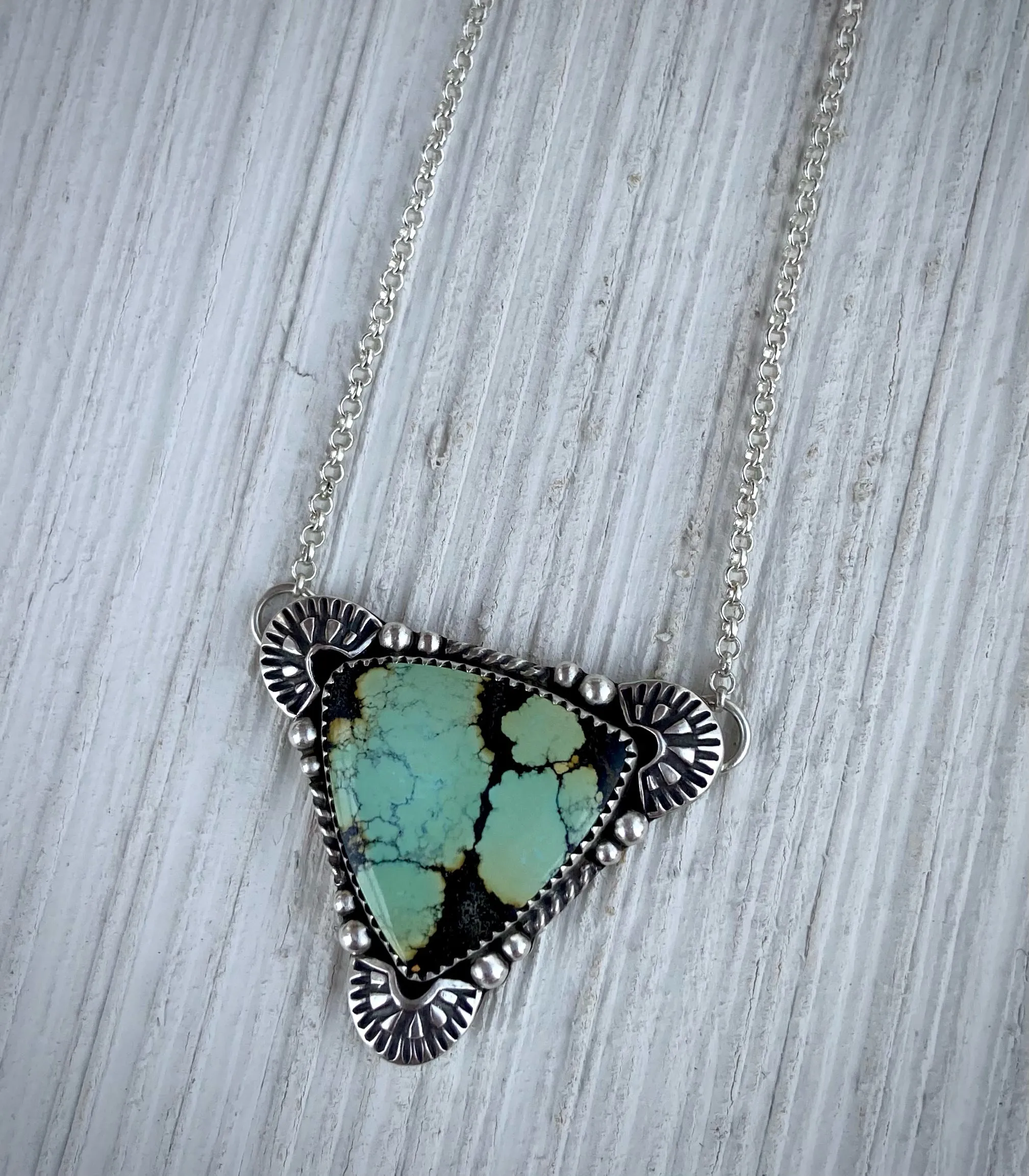 Hand Stamped Bao Canyon Turquoise Necklace