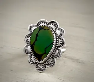 Hand Stamped Bao Canyon Turquoise Ring