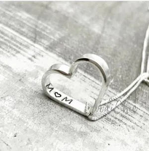 Hand stamped heart necklace