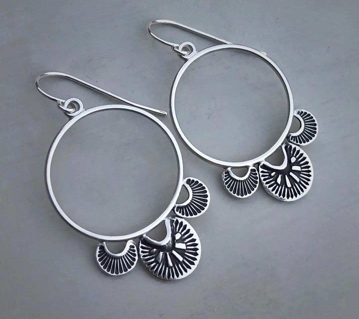 Hand Stamped Hoop Earrings