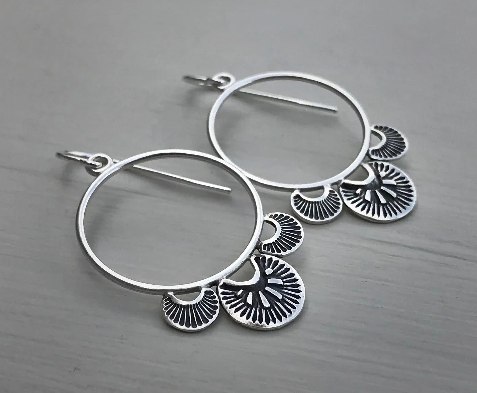 Hand Stamped Hoop Earrings