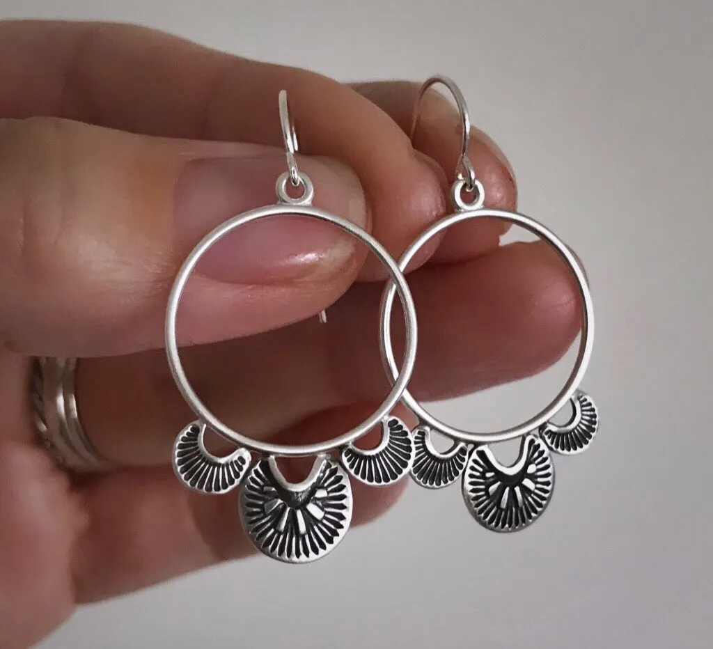 Hand Stamped Hoop Earrings