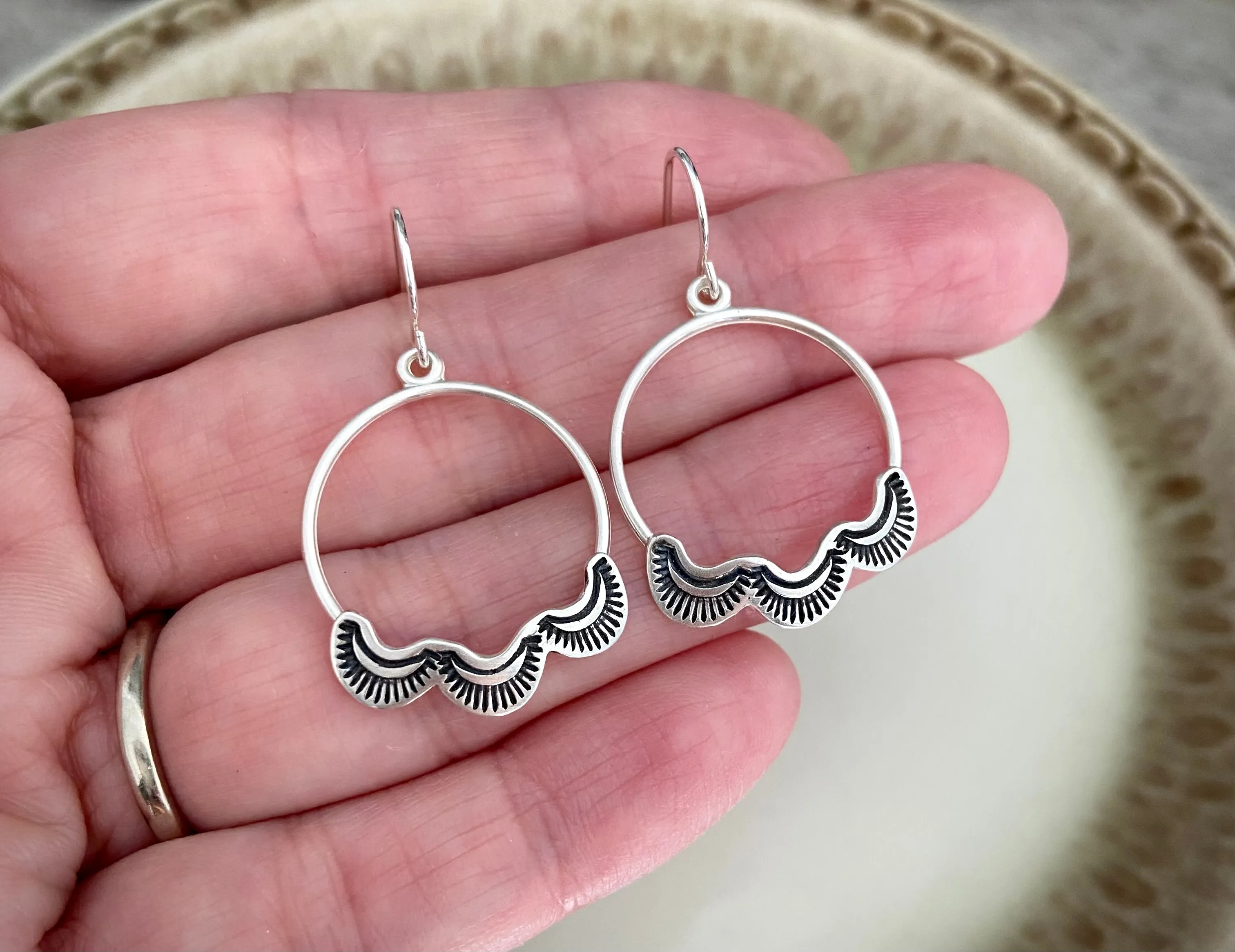 Hand Stamped Hoop Earrings