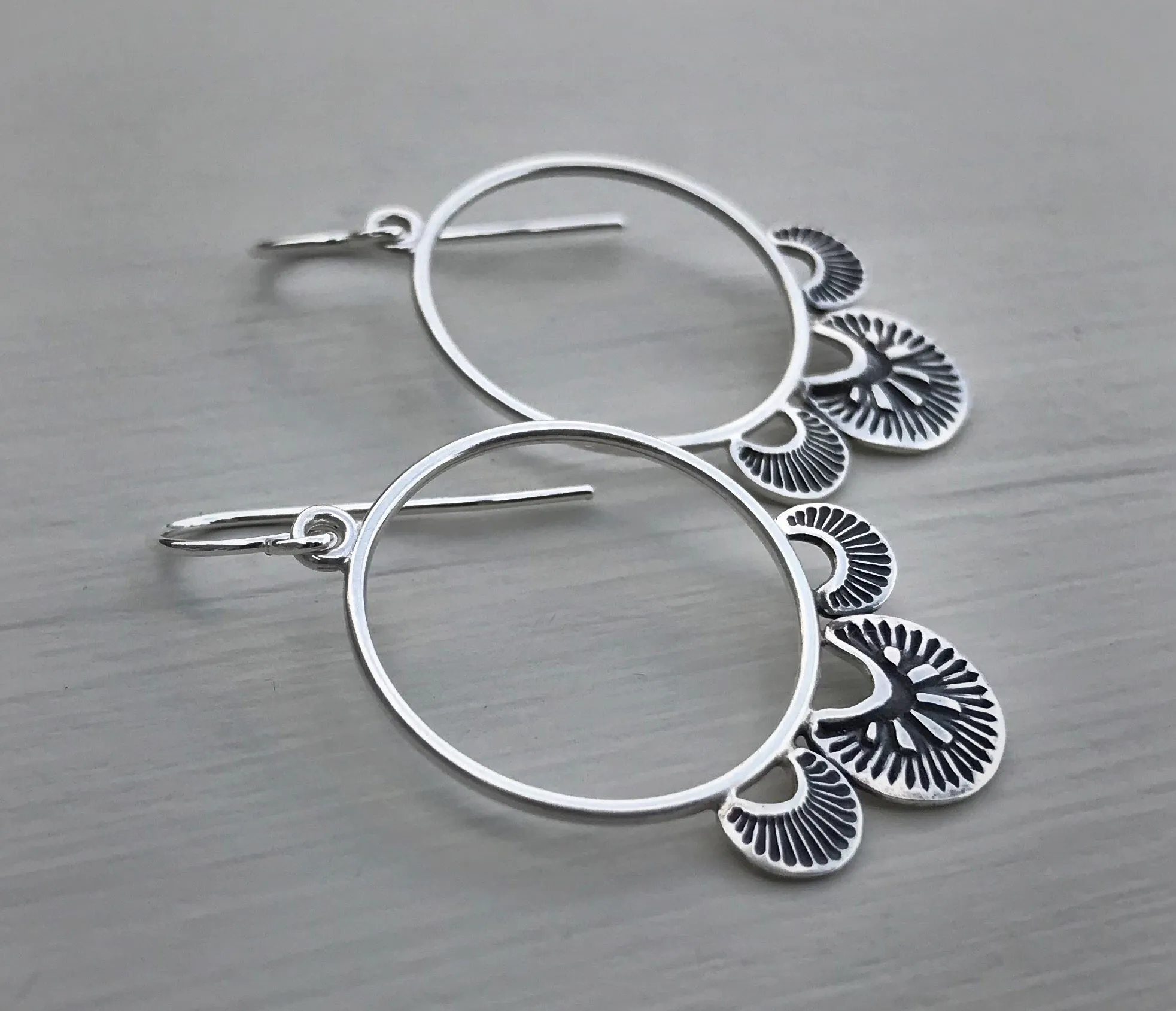 Hand Stamped Hoop Earrings
