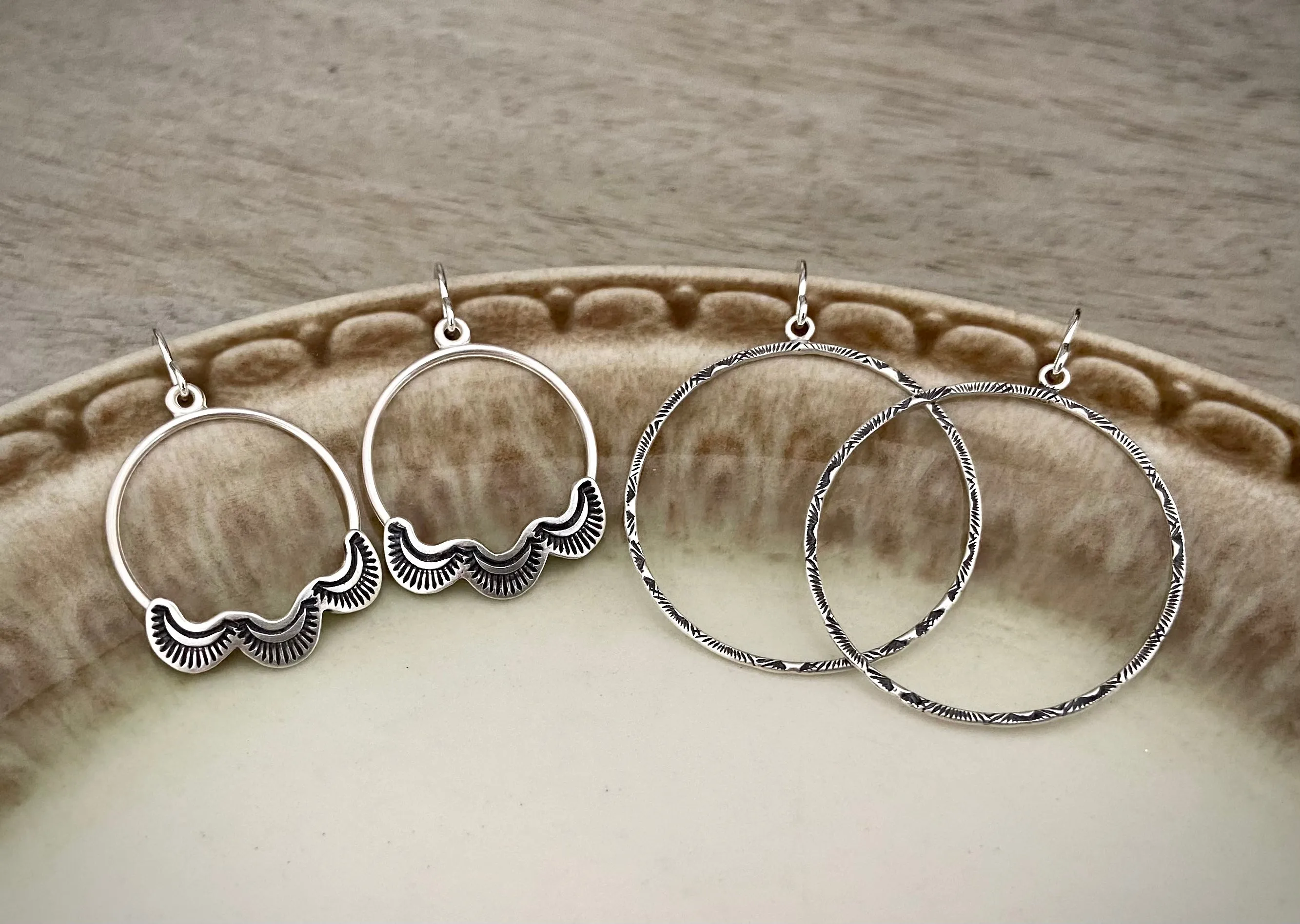 Hand Stamped Hoop Earrings