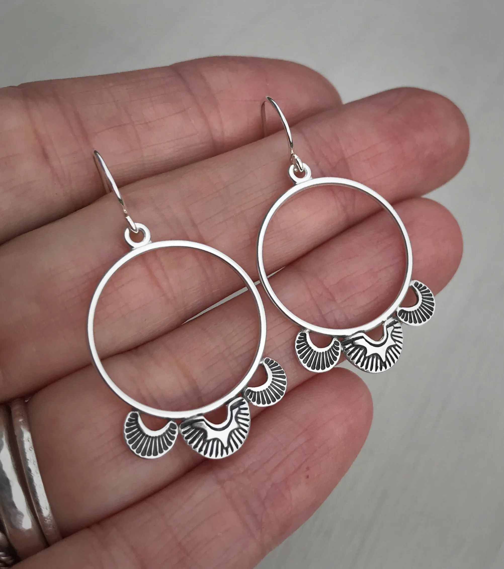 Hand Stamped Hoop Earrings