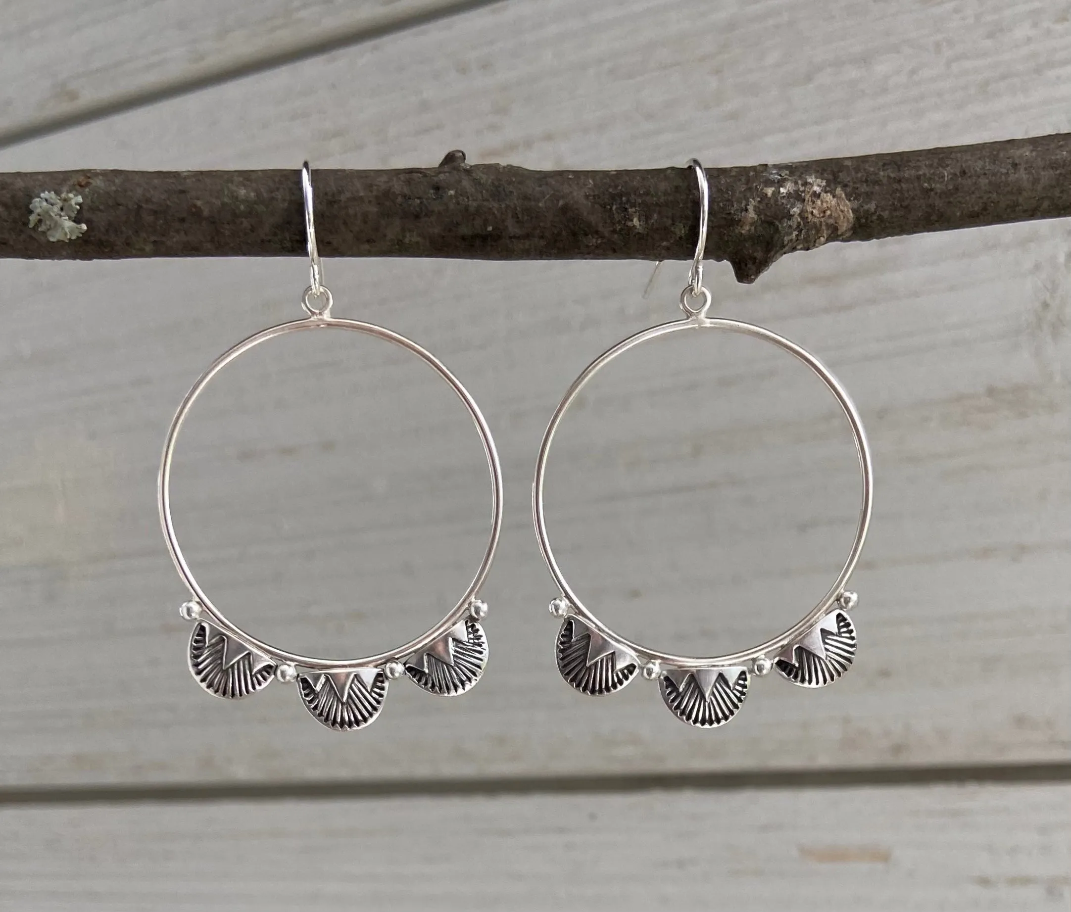 Hand Stamped Hoops