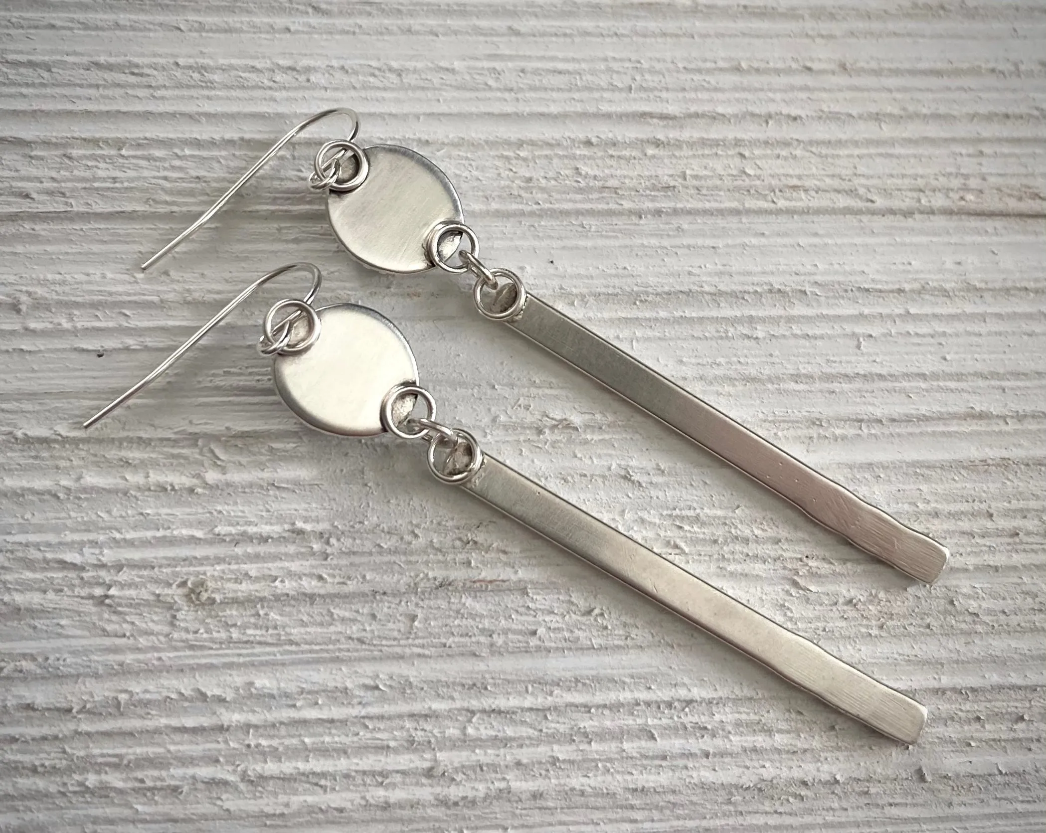 Hand Stamped Kingman Turquoise Bar Earrings