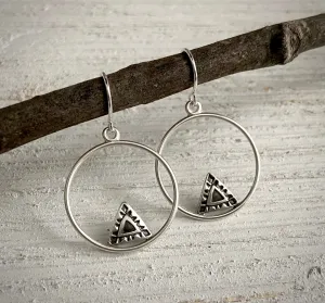Hand Stamped Triangle Hoop