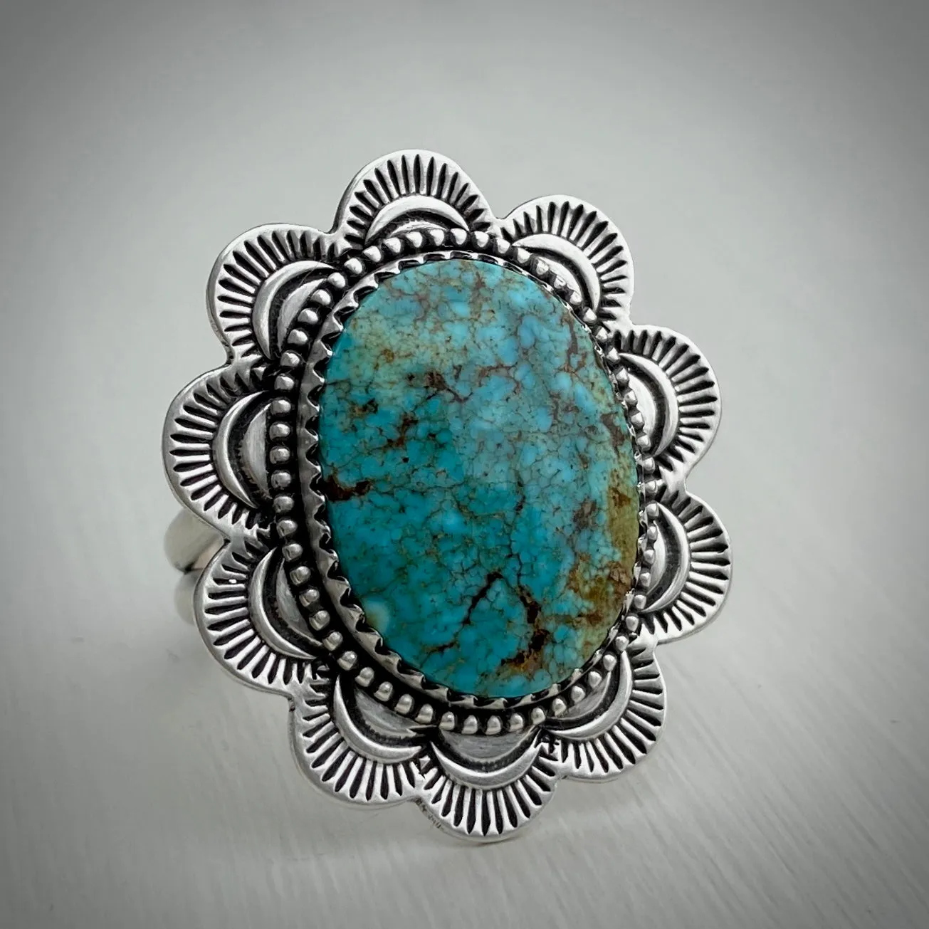 Hand Stamped Turquoise Mountain Ring