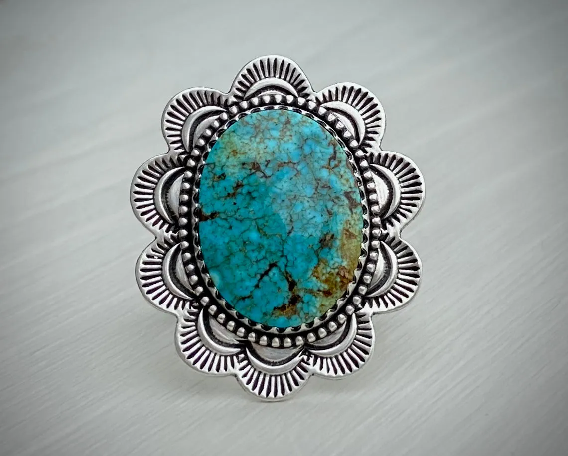 Hand Stamped Turquoise Mountain Ring
