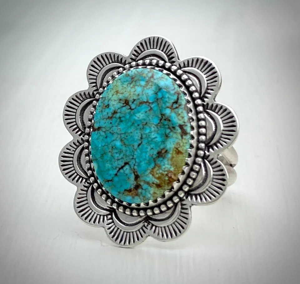 Hand Stamped Turquoise Mountain Ring