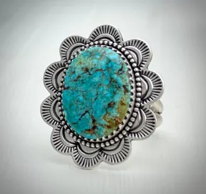Hand Stamped Turquoise Mountain Ring