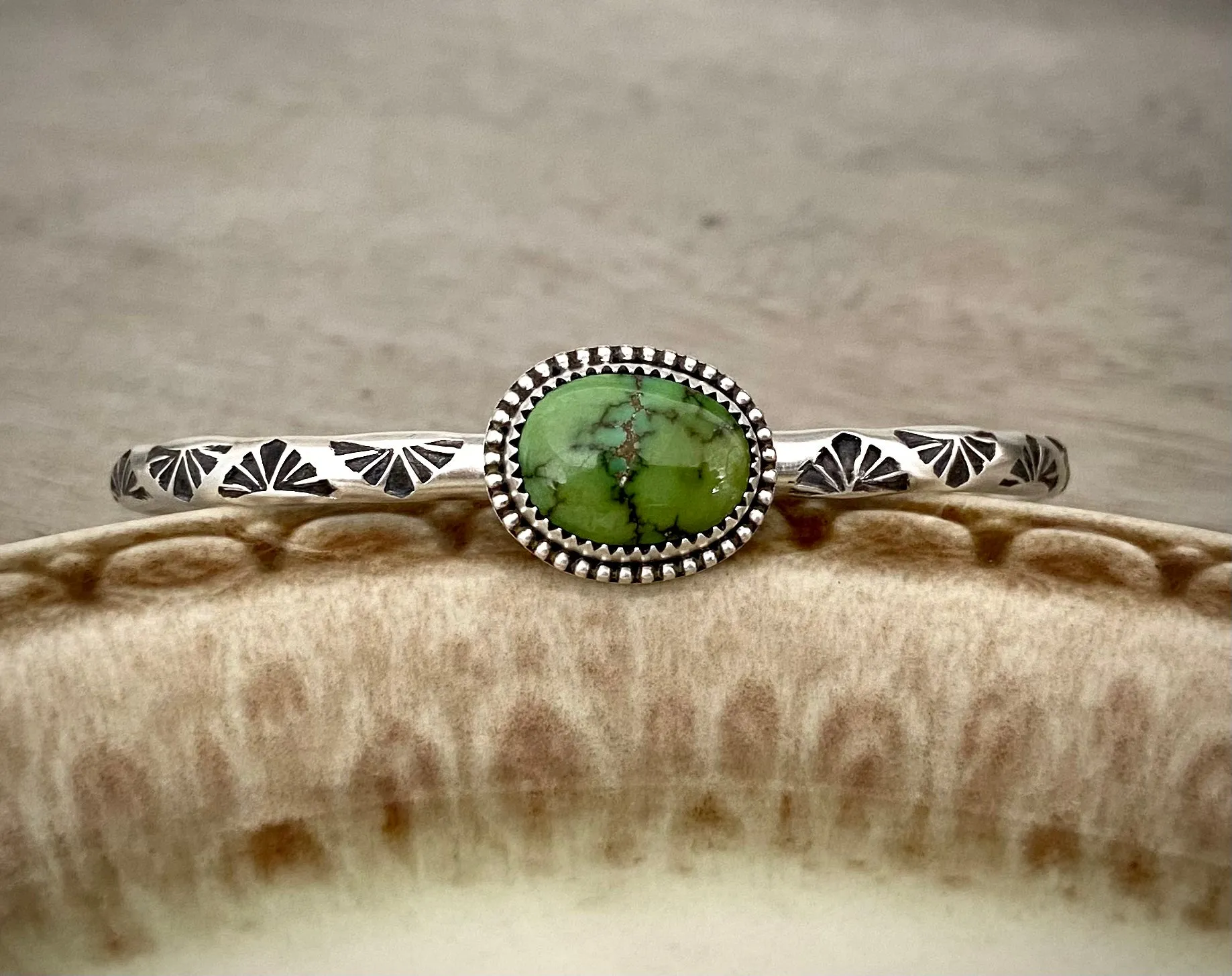 Hand Stamped Verde Valley Turquoise Cuff