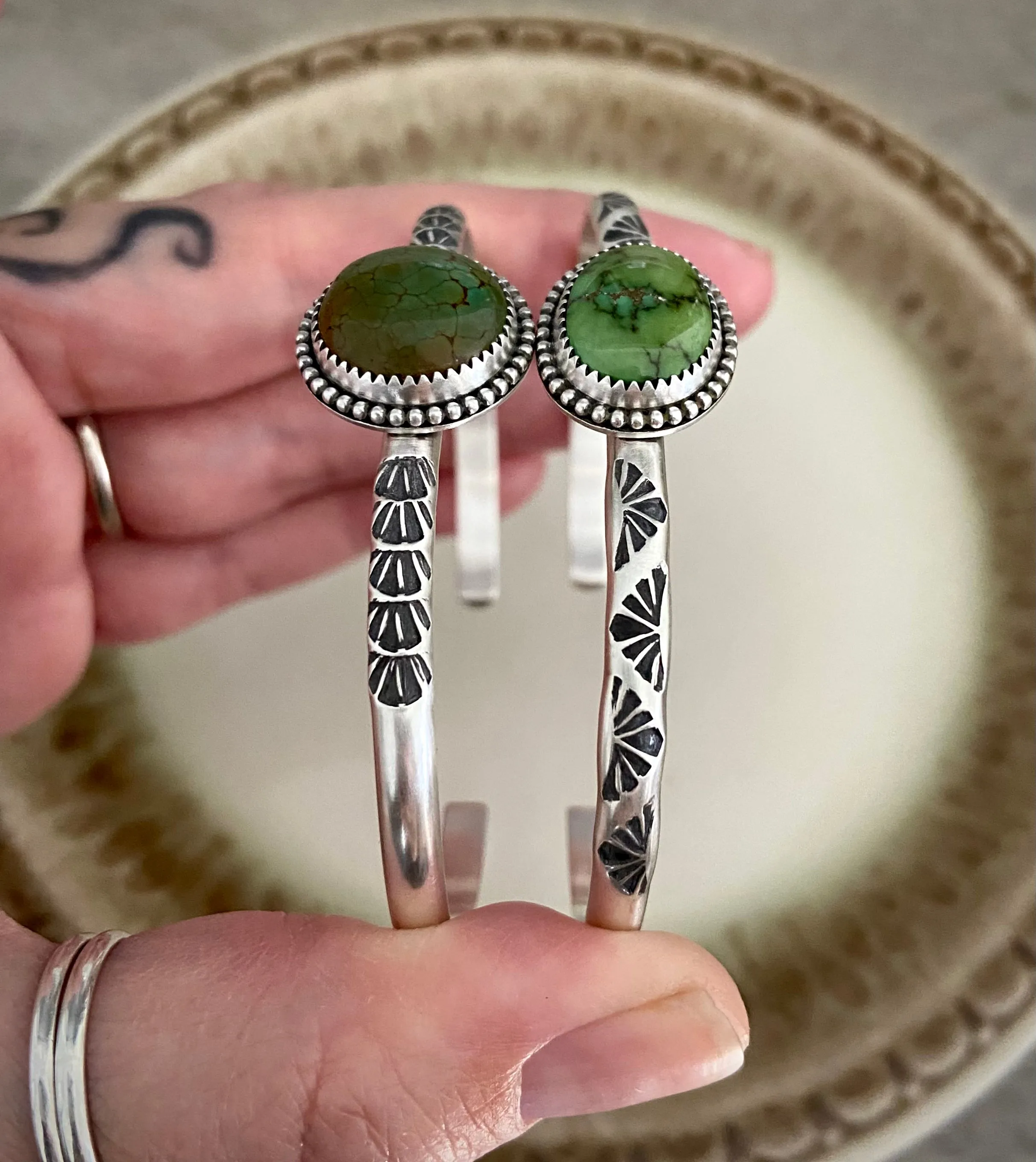 Hand Stamped Verde Valley Turquoise Cuff