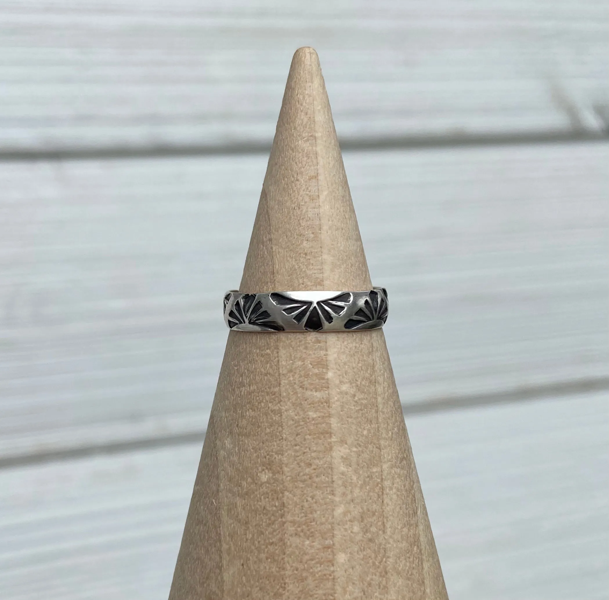 Hand Stamped White Buffalo Ring