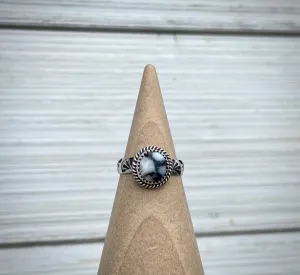 Hand Stamped White Buffalo Ring