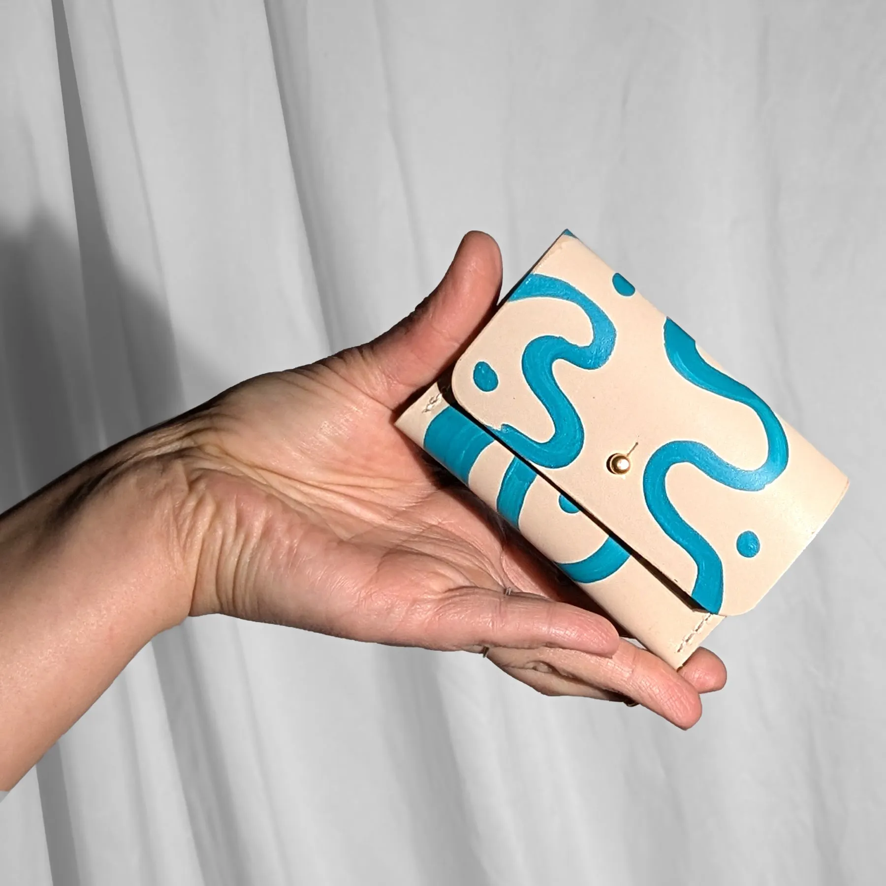 Handpainted Mini Fold Wallet with Keychain