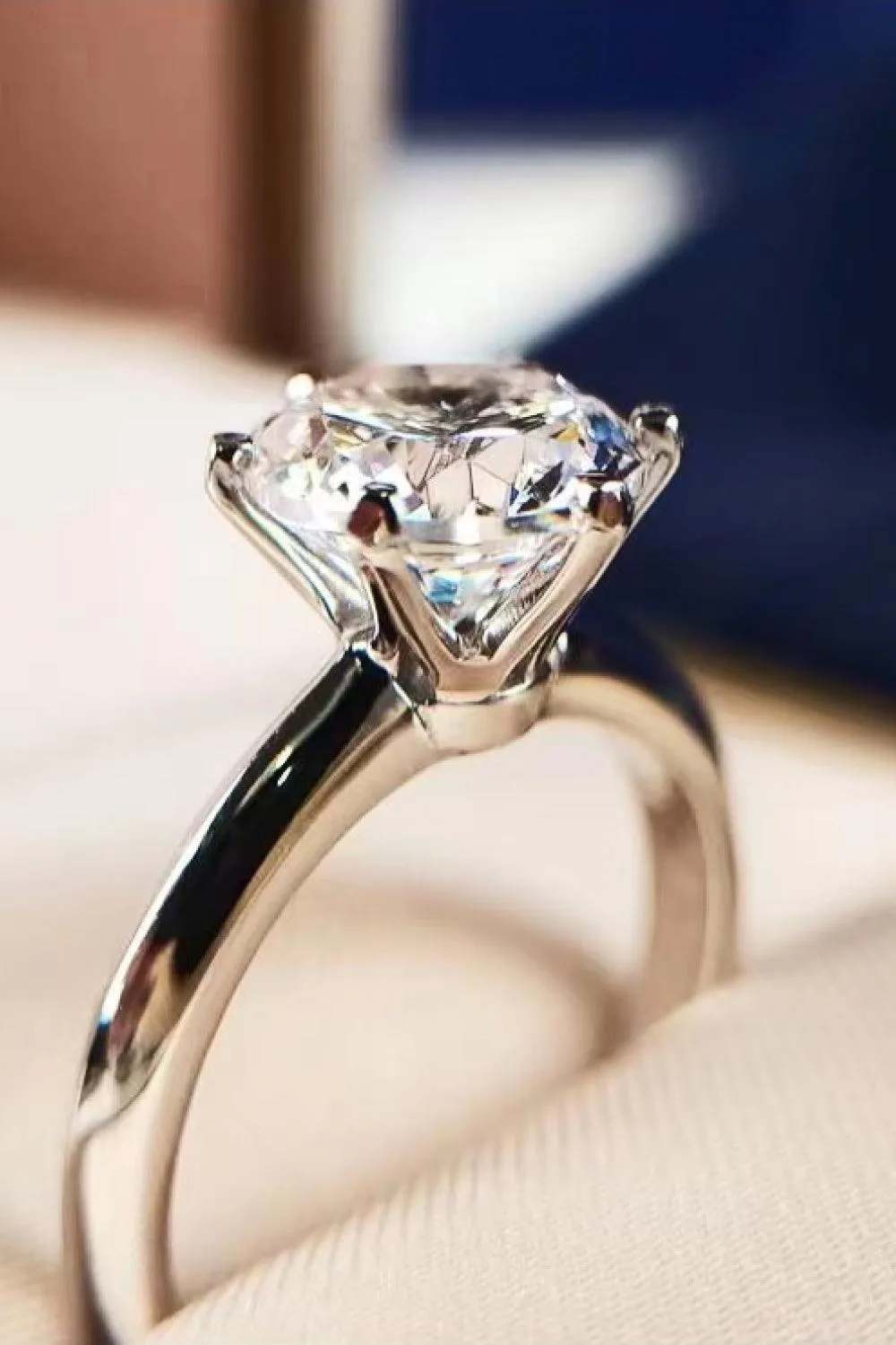 Hazel Blues® | 925 Sterling Silver 3 Carat Moissanite 6-Prong Ring