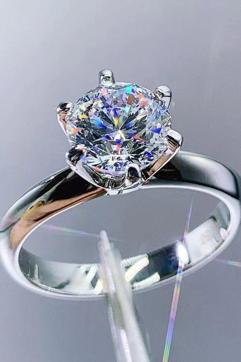 Hazel Blues® | 925 Sterling Silver 3 Carat Moissanite 6-Prong Ring