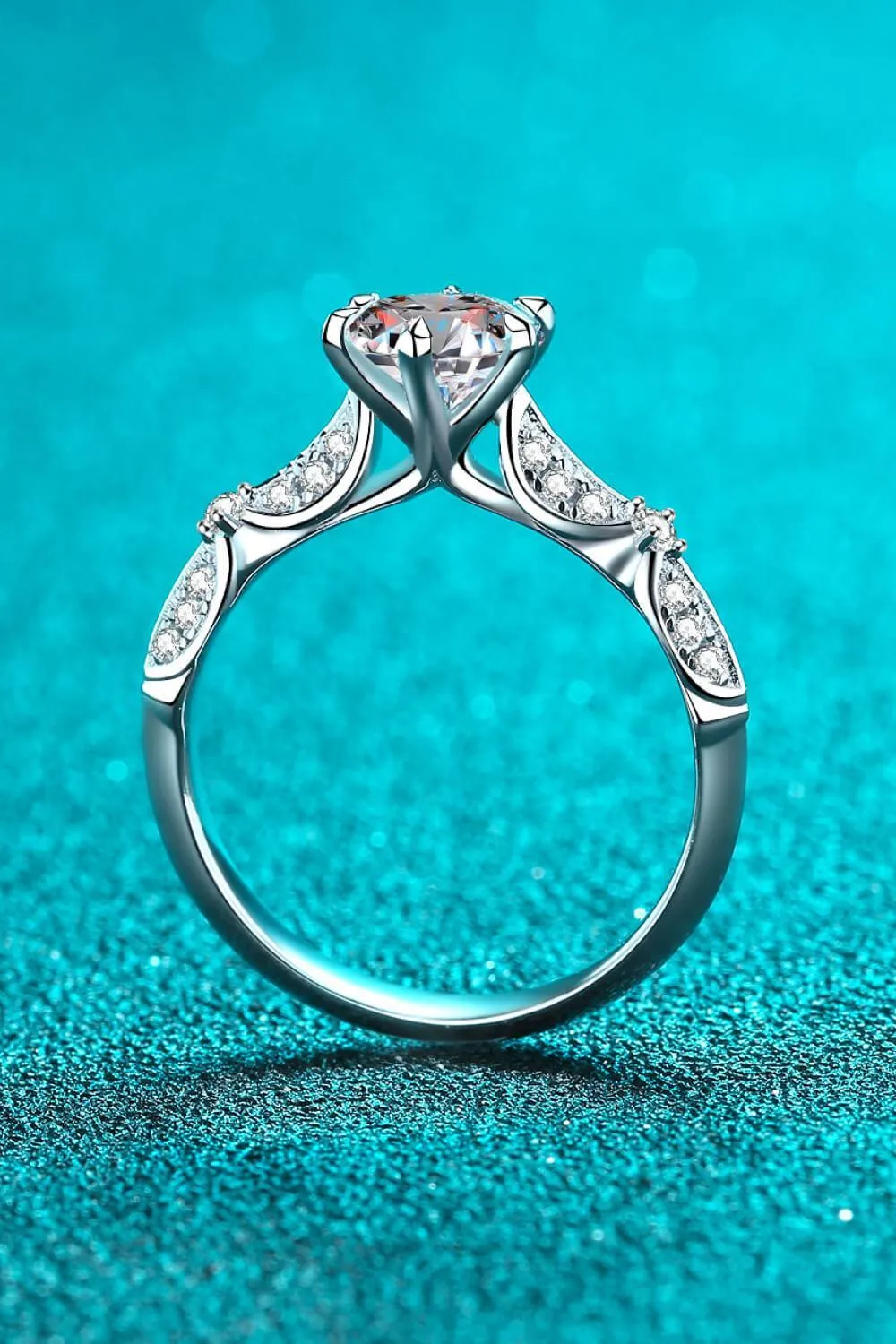 Hazel Blues® | 925 Sterling Silver Inlaid Moissanite 6-Prong Ring