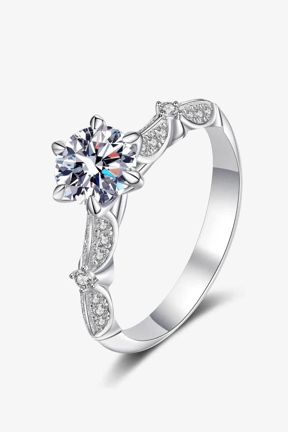 Hazel Blues® | 925 Sterling Silver Inlaid Moissanite 6-Prong Ring