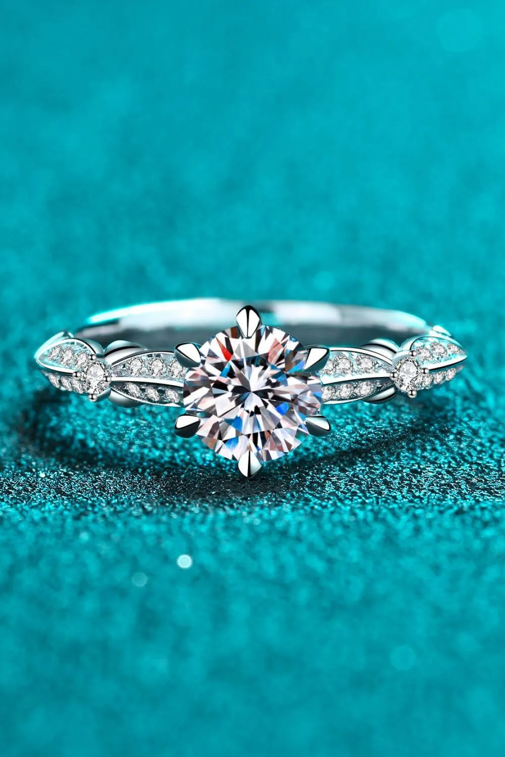 Hazel Blues® | 925 Sterling Silver Inlaid Moissanite 6-Prong Ring