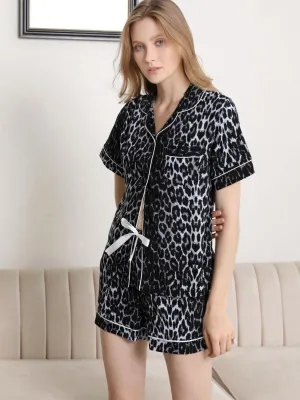 Hazel Blues® | Lapel Collar Shirt and Shorts Pajama Set