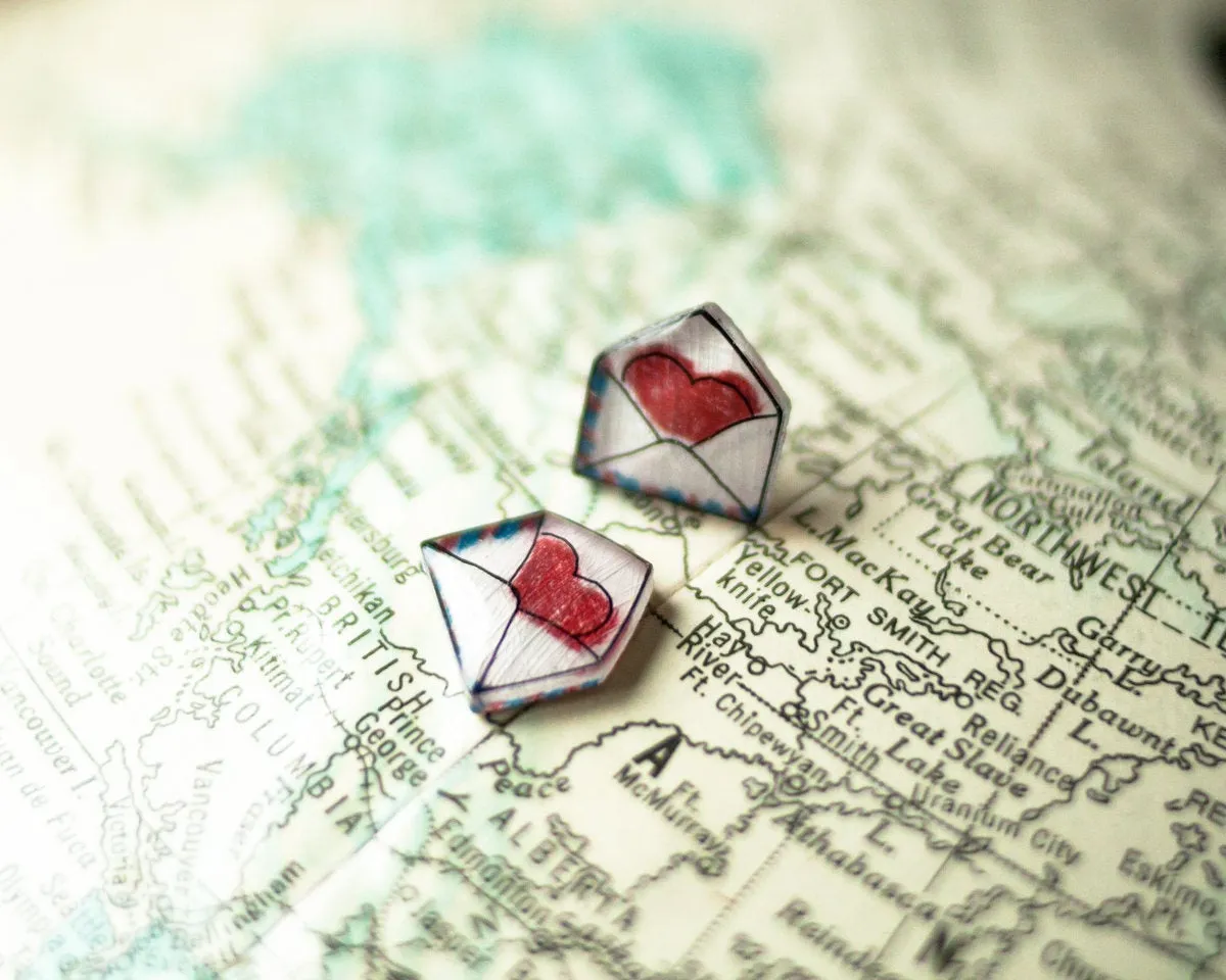 Heart Envelope Valentine's Stud Earrings