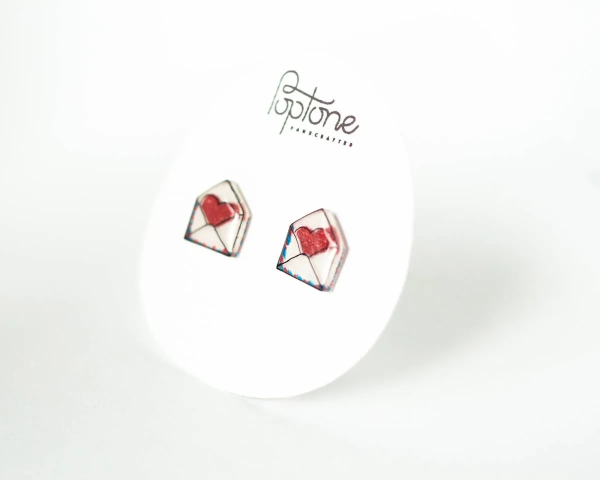 Heart Envelope Valentine's Stud Earrings