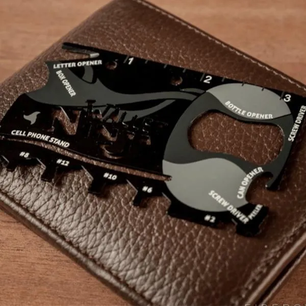 Heat-Treated Steel 18-in-1 Multi-Purpose Credit Card Sized Pocket Tool