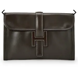 Hermes Jige PM brown envelope clutch leather bag