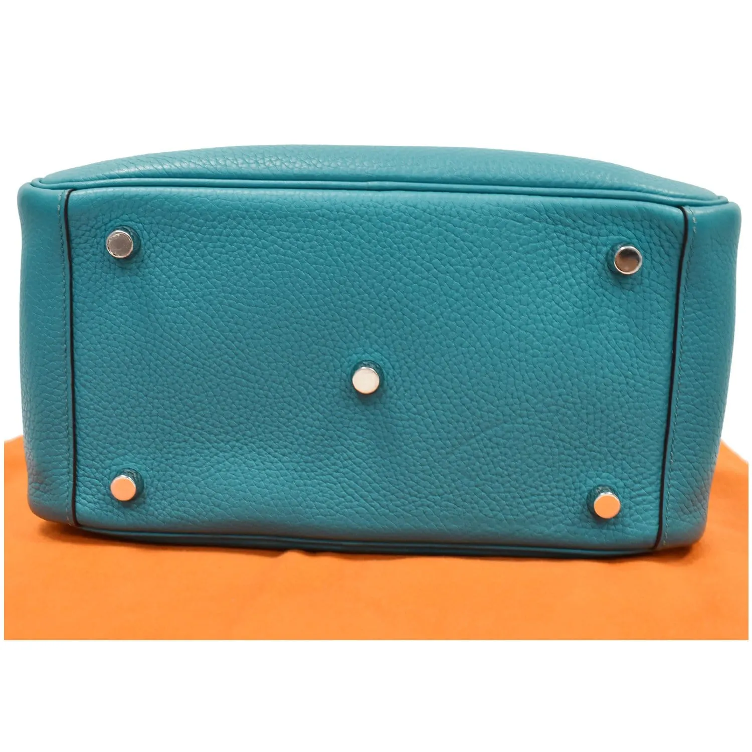 HERMES Lindy 26cm Clemence Leather Shoulder Bag Teal - 25% OFF