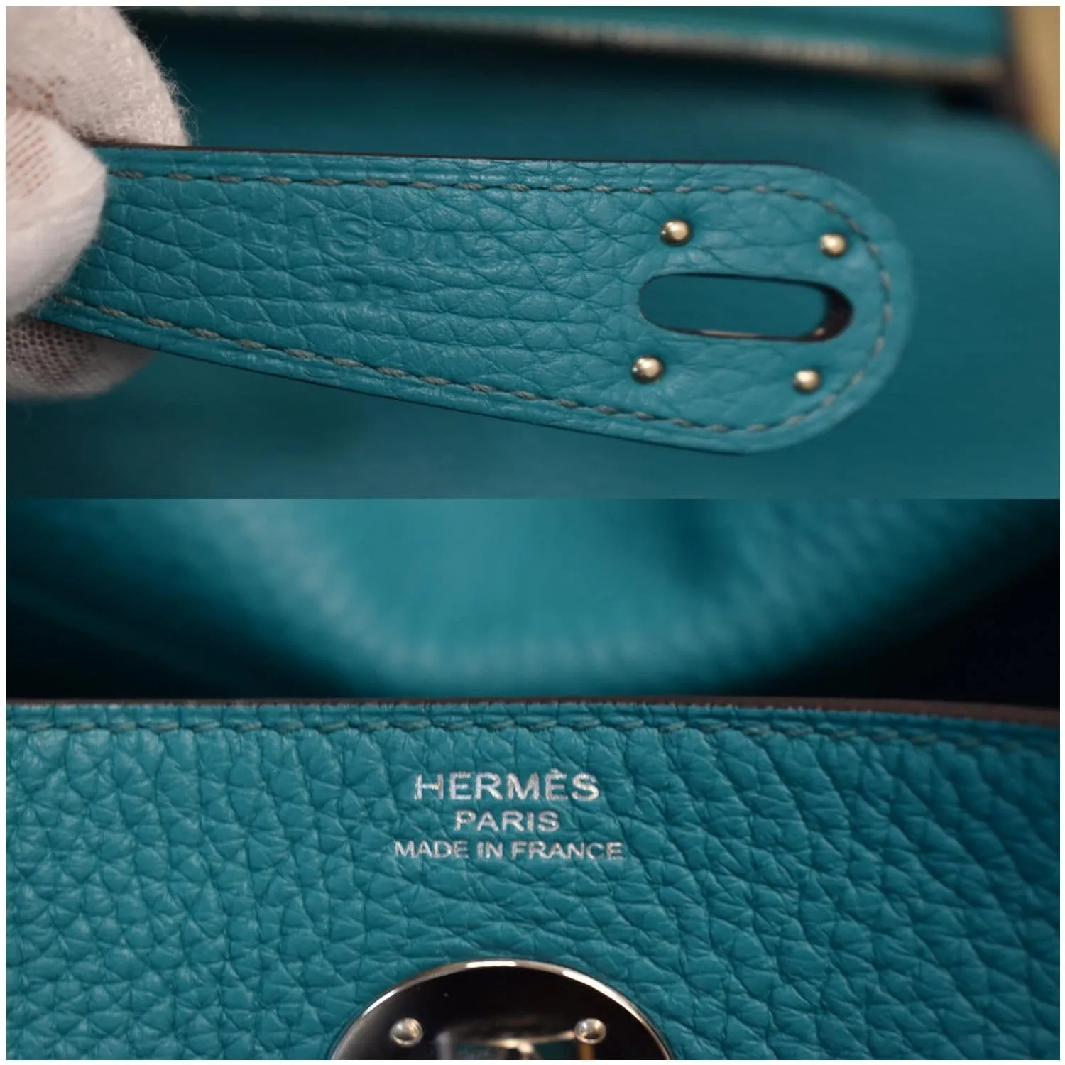 HERMES Lindy 26cm Clemence Leather Shoulder Bag Teal - 25% OFF