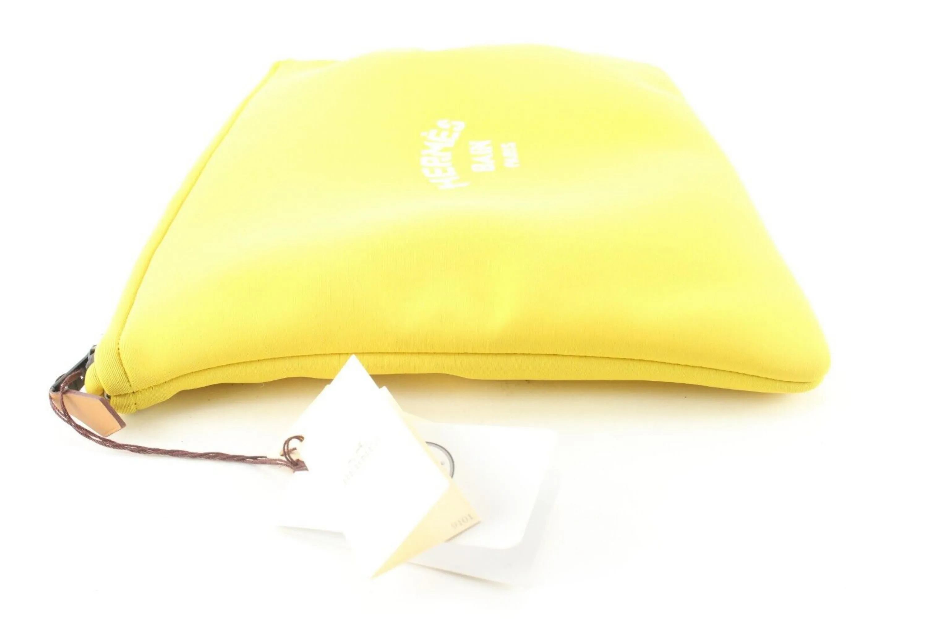 Hermes Yellow Neo Bain Pouch Zip Clutch 1H0509