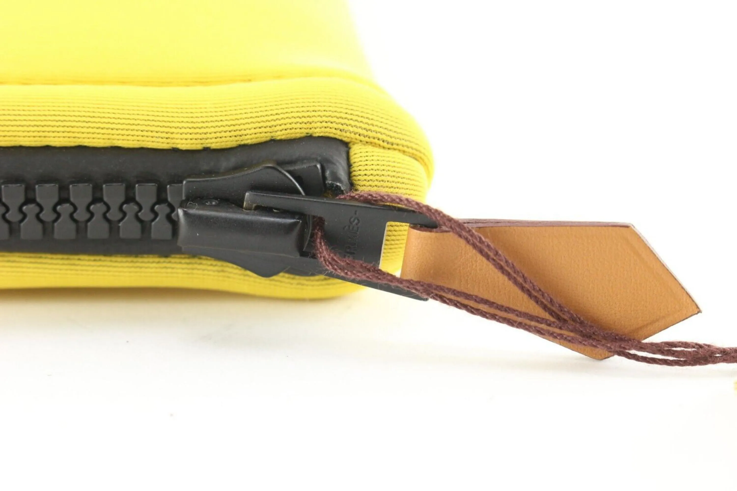Hermes Yellow Neo Bain Pouch Zip Clutch 1H0509