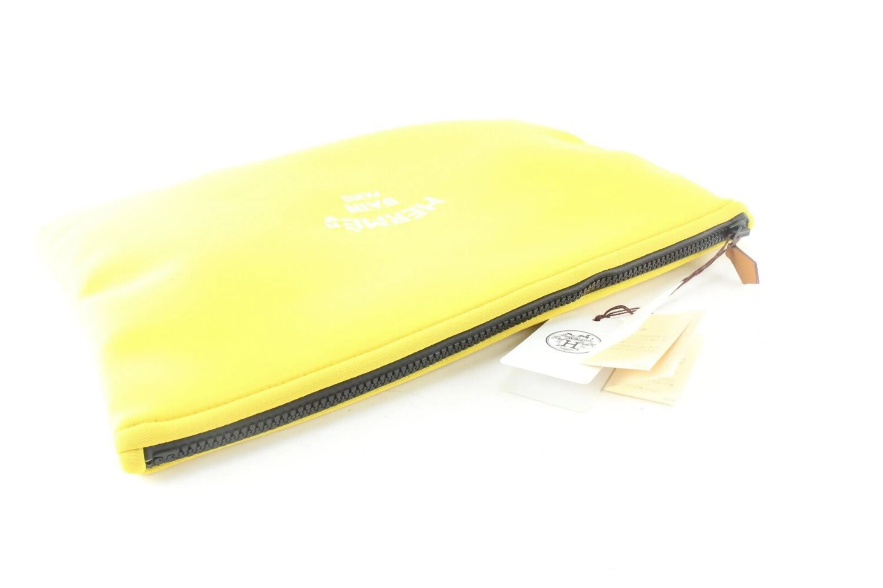 Hermes Yellow Neo Bain Pouch Zip Clutch 1H0509