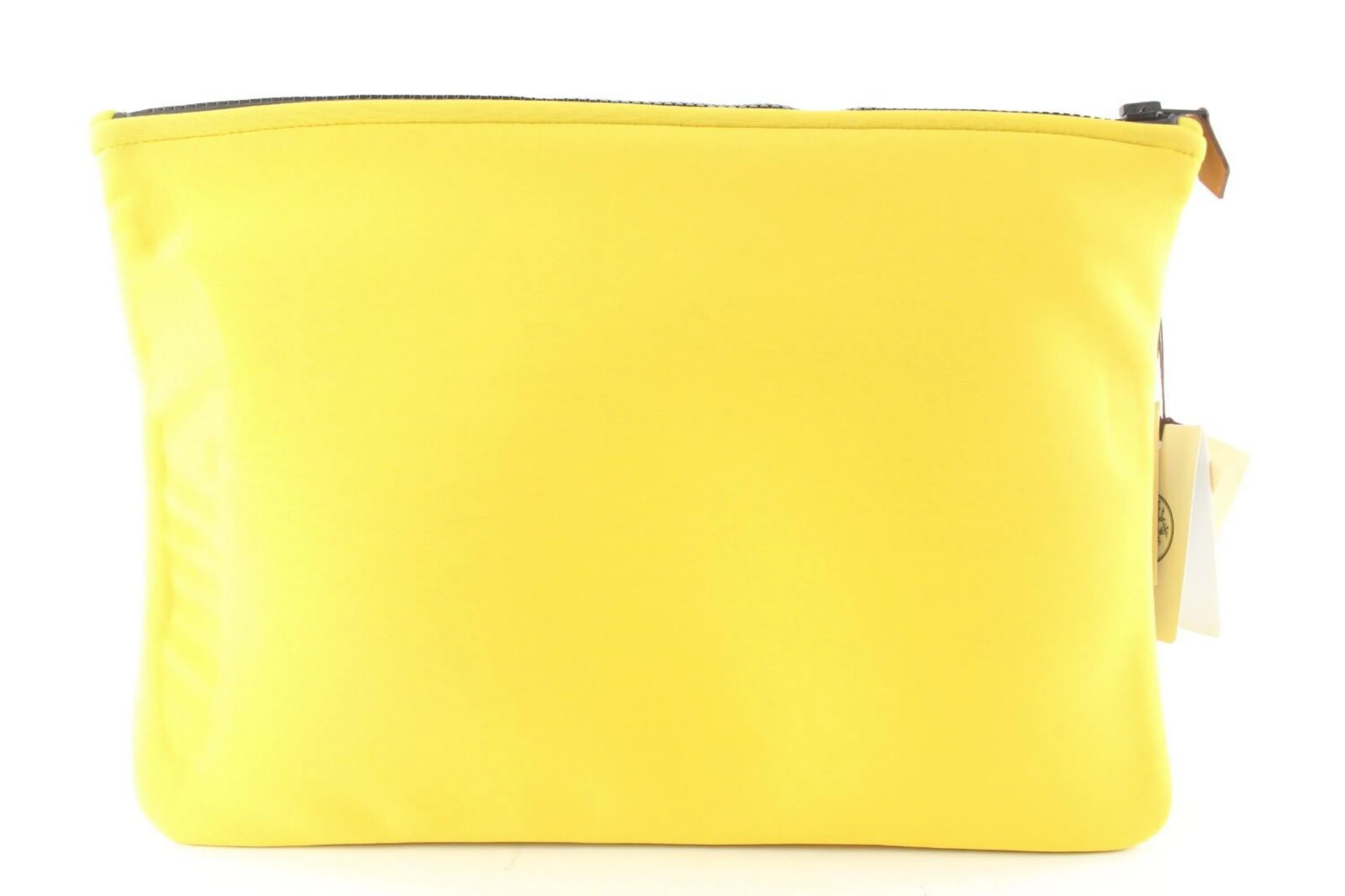 Hermes Yellow Neo Bain Pouch Zip Clutch 1H0509