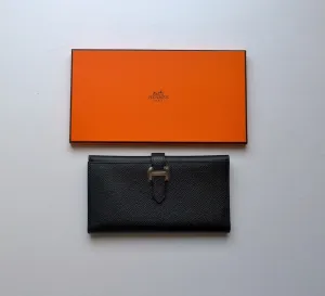 Hermès Bearn Tri Fold Black Wallet